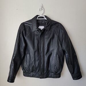 Wilsons Julian Mens Black Leather Bomber Jacket
